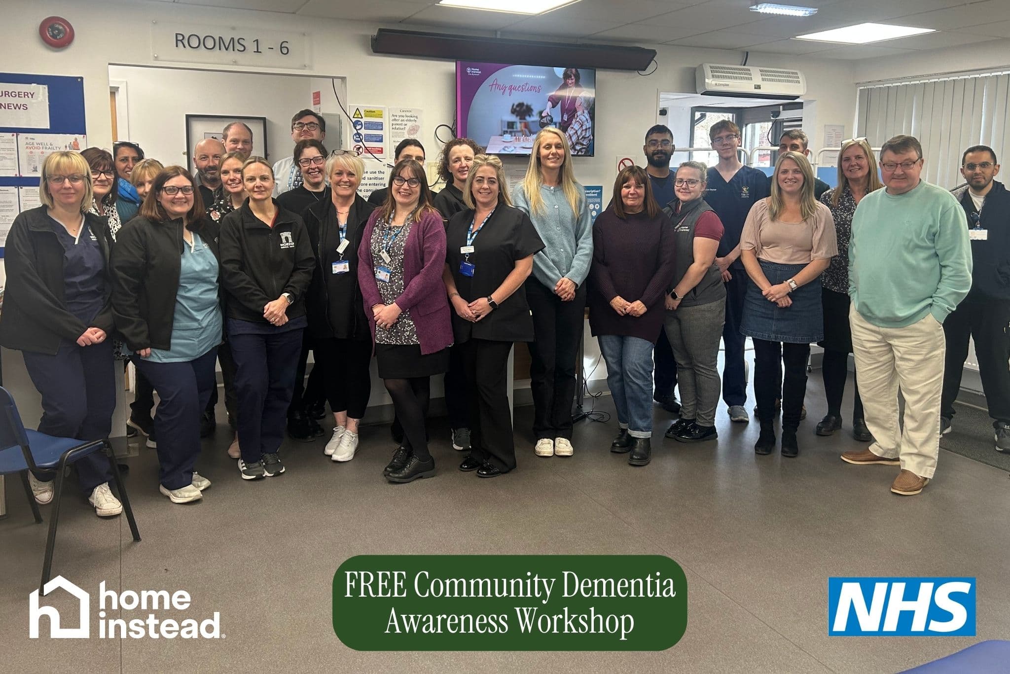 Warden Medical Centre picture with Home Instead West Lancashire and Chorley after taking part in a Free Community Dementia Awareness Workshop