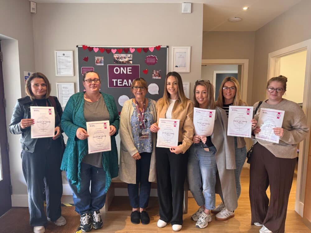 Care Professionals with their End of life training certificate