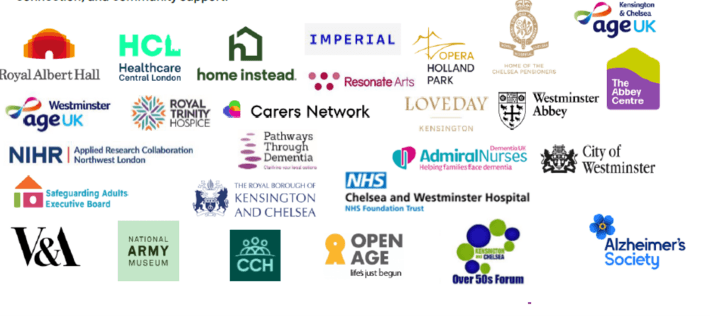 A collage of logos from various health, charity, and community organizations and institutions. - Home Instead