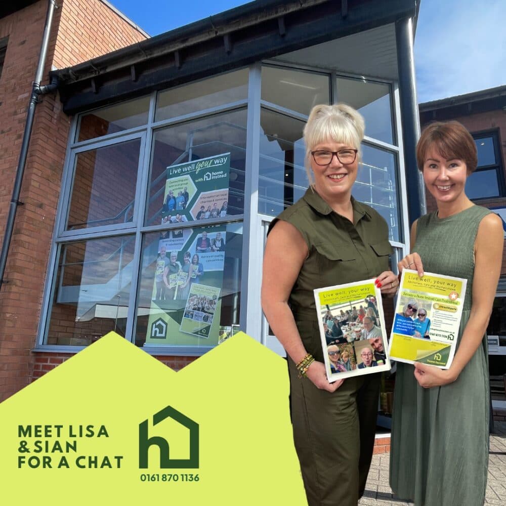 Sian and Lisa out side the Home Instead Altrincham Sale and Wythenshawe Office