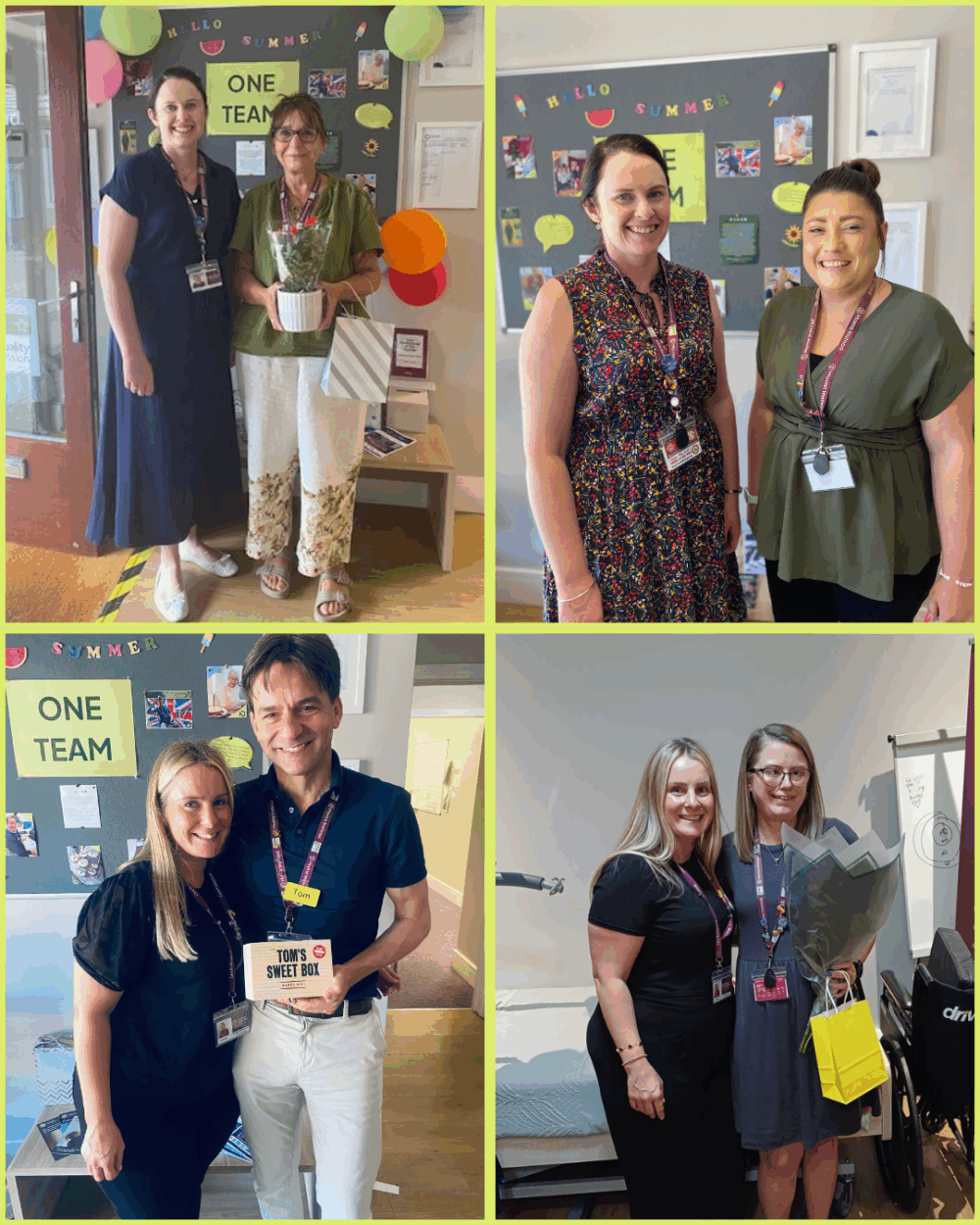 Work anniversary photos of office team