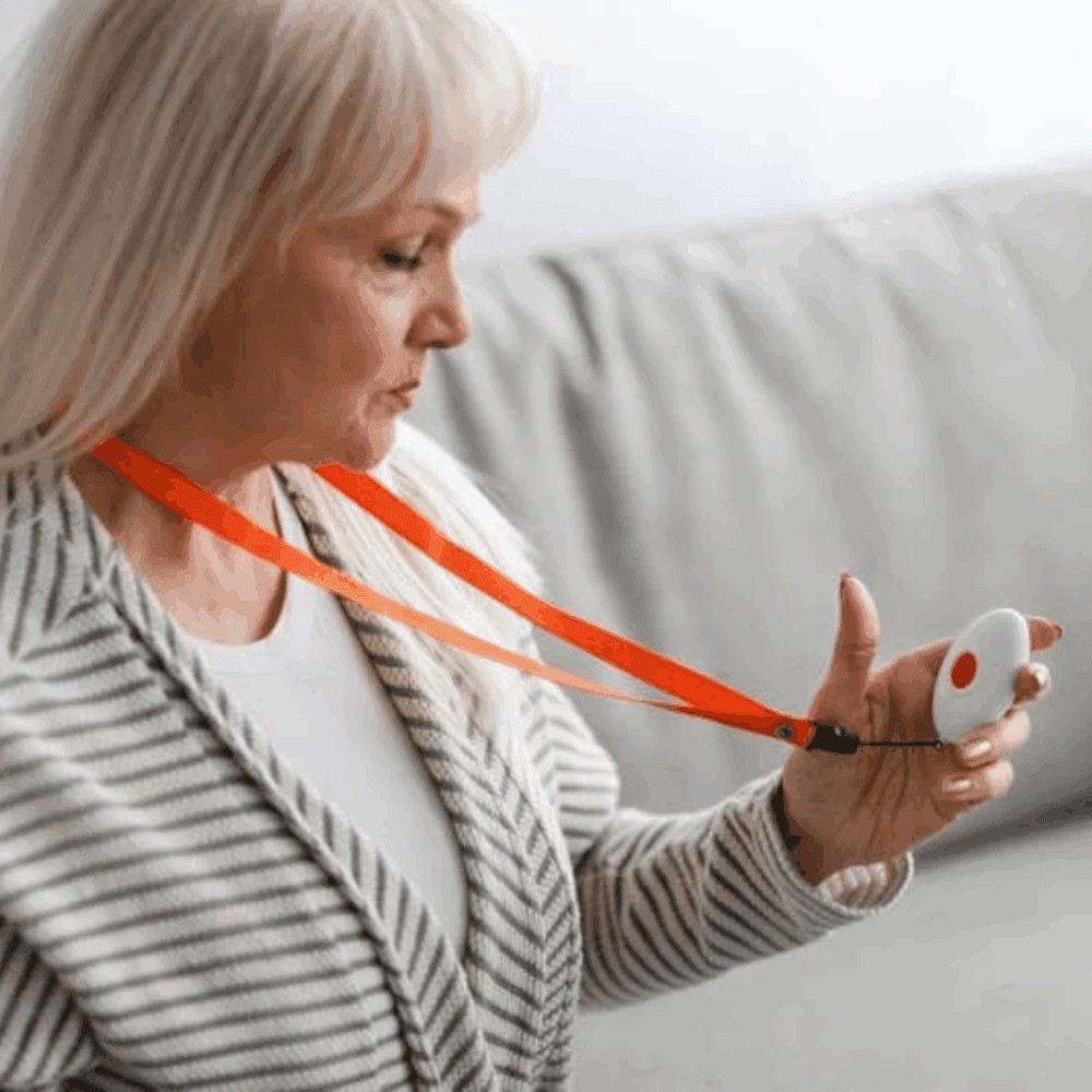 A lady with a pendant alarm