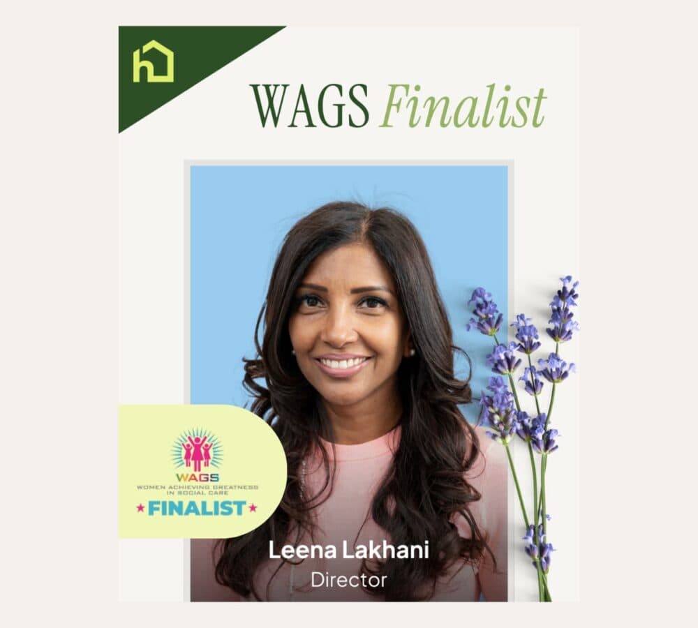 Leena Lakhani with long black hair happy and smiling as a WAGS finalist - Home Instead