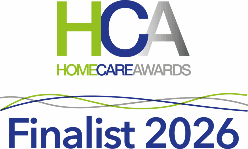 HCA Home Care Awards logo with "Finalist 2026" written below in bold blue letters. - Home Instead
