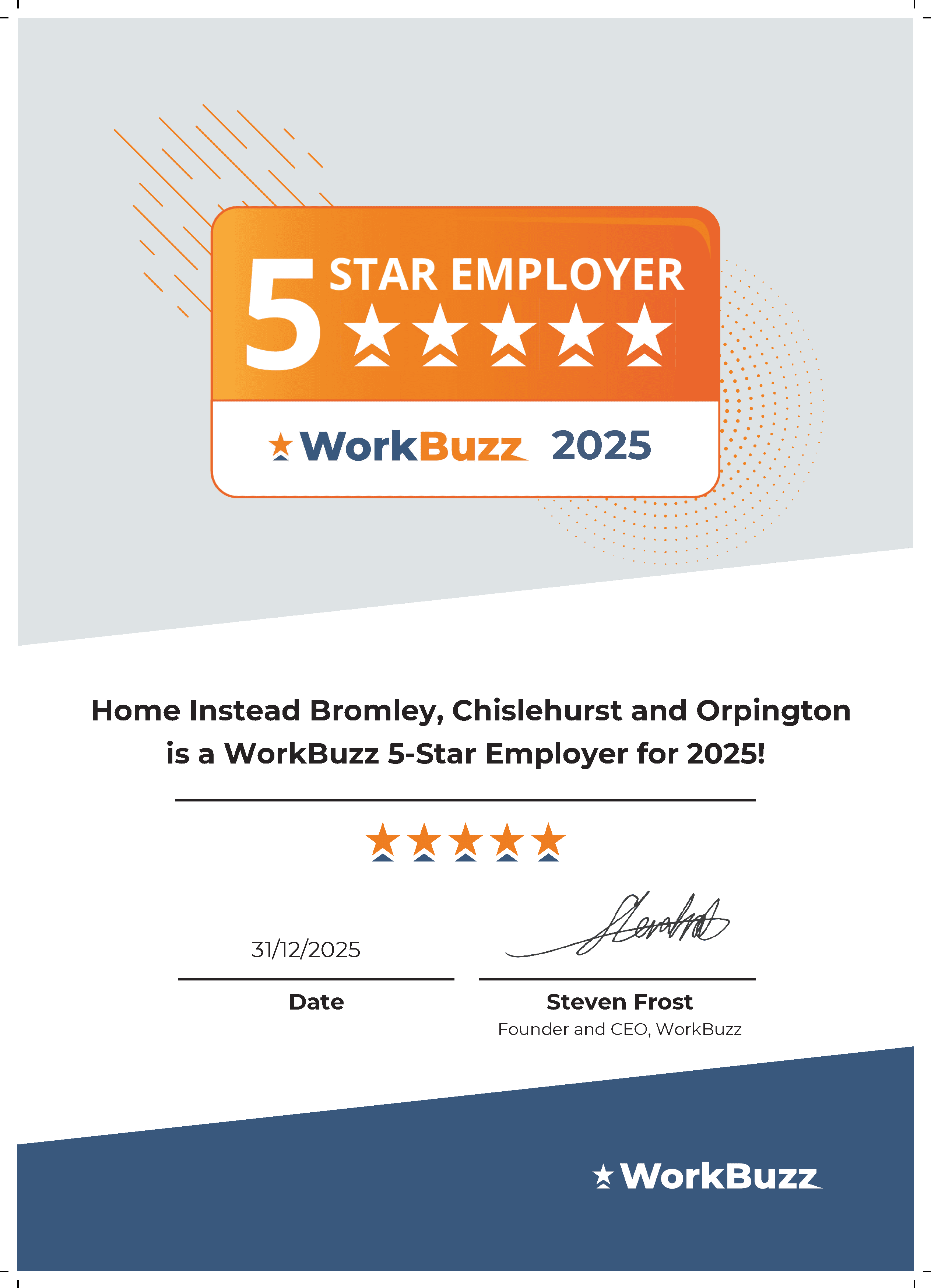 Why Home Instead Bromley, Chislehurst & Orpington is a WorkBuzz 5-Star Employer