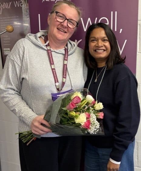 Image of Care pro with the director being congratulated on becoming out care professional of the year 2025.