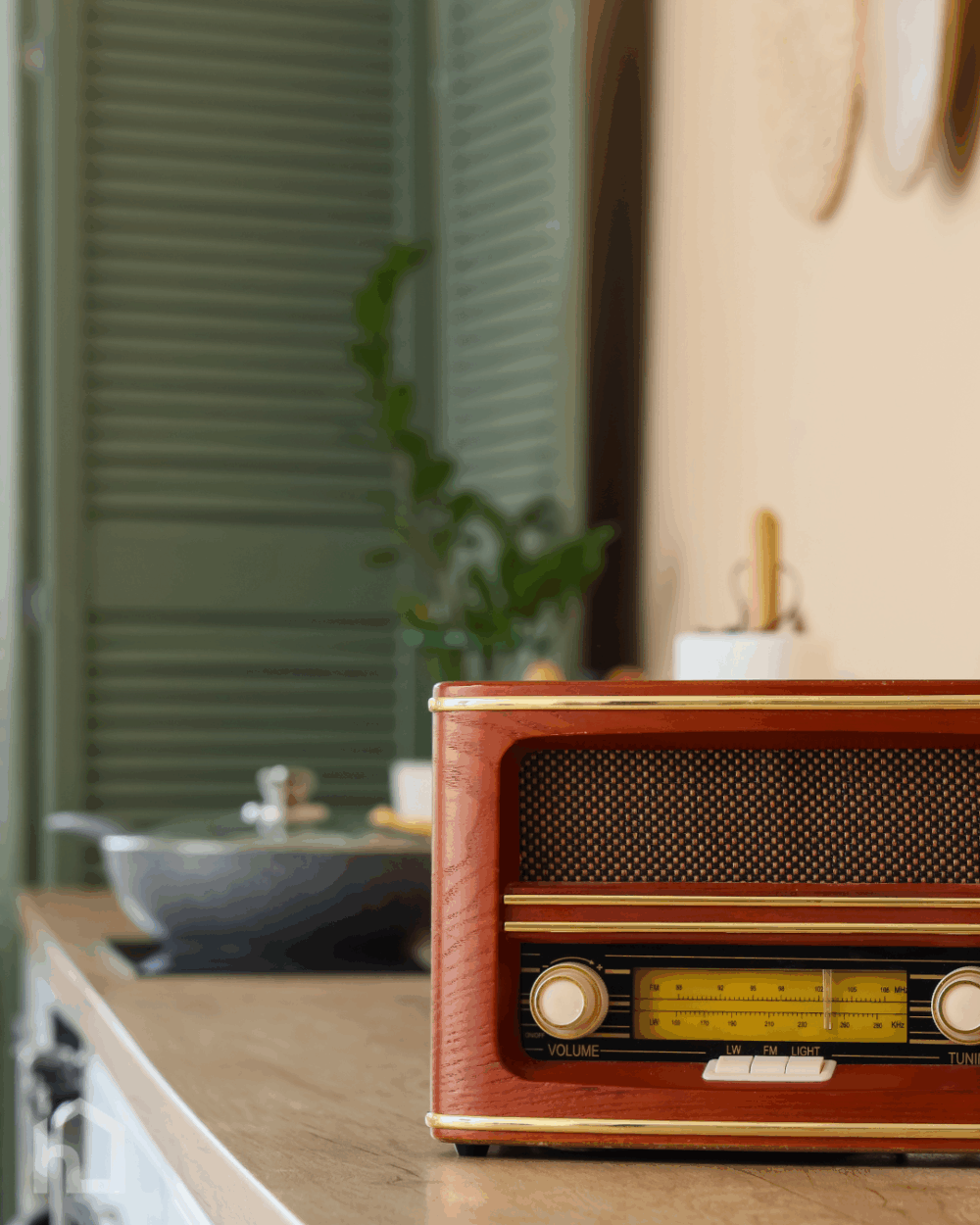 Radio in a kitchen top
