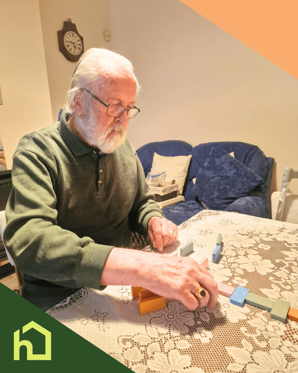 Male client playing dominos game