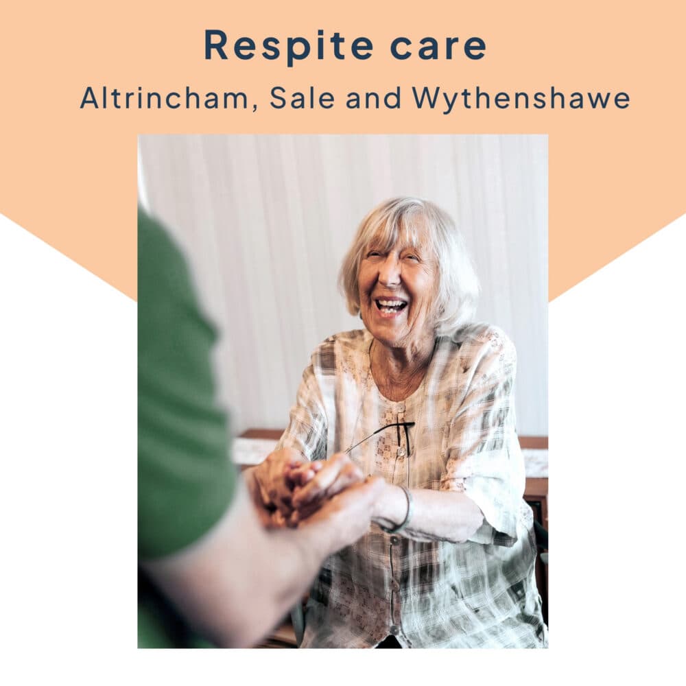 Happy mum at home Client and Care Pro Out and About Live-in Care Respite Home Instead Altrincham Sale and Wythenshawe