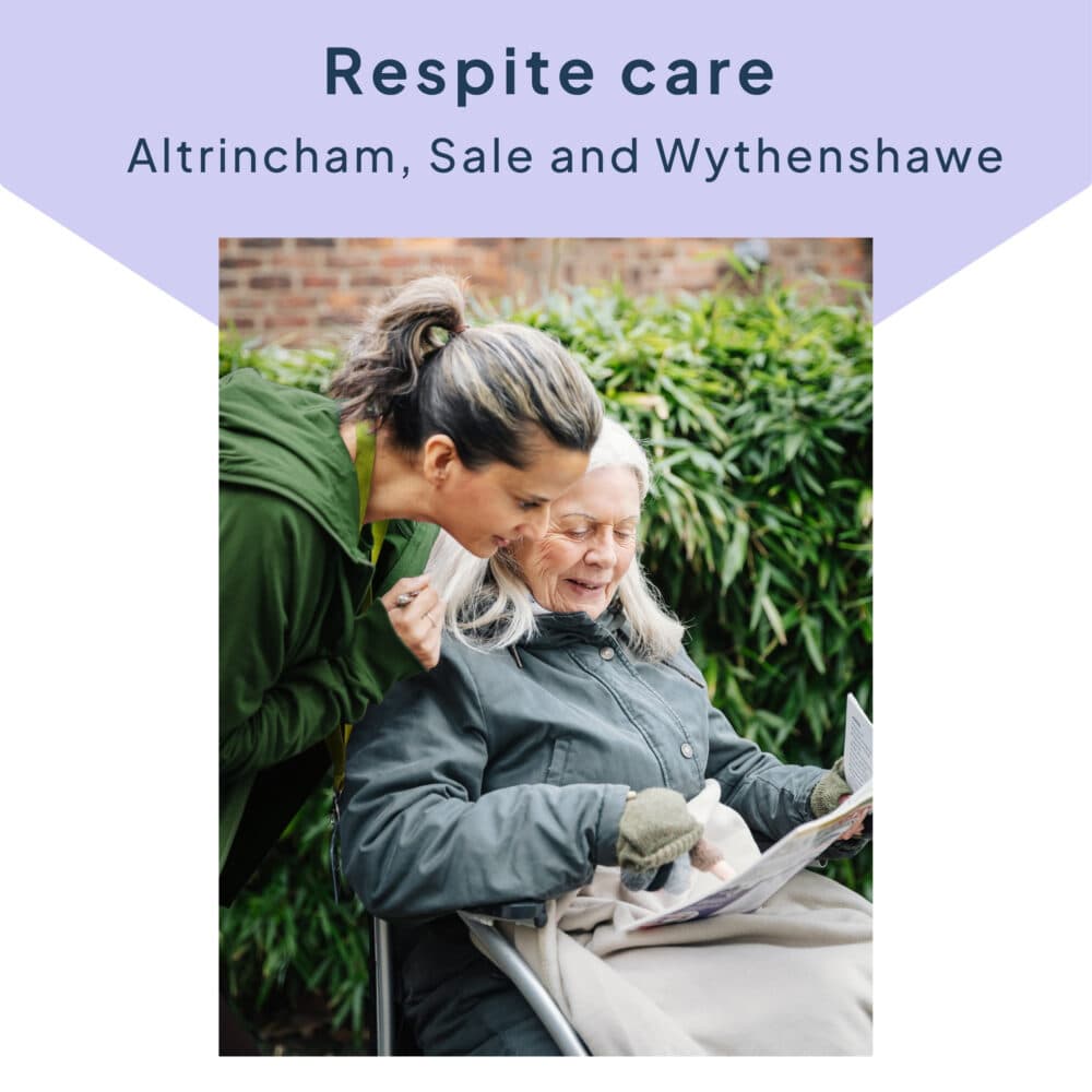 wheelchair Client and Care Pro Out and About Live-in Care Respite Home Instead Altrincham Sale and Wythenshawe