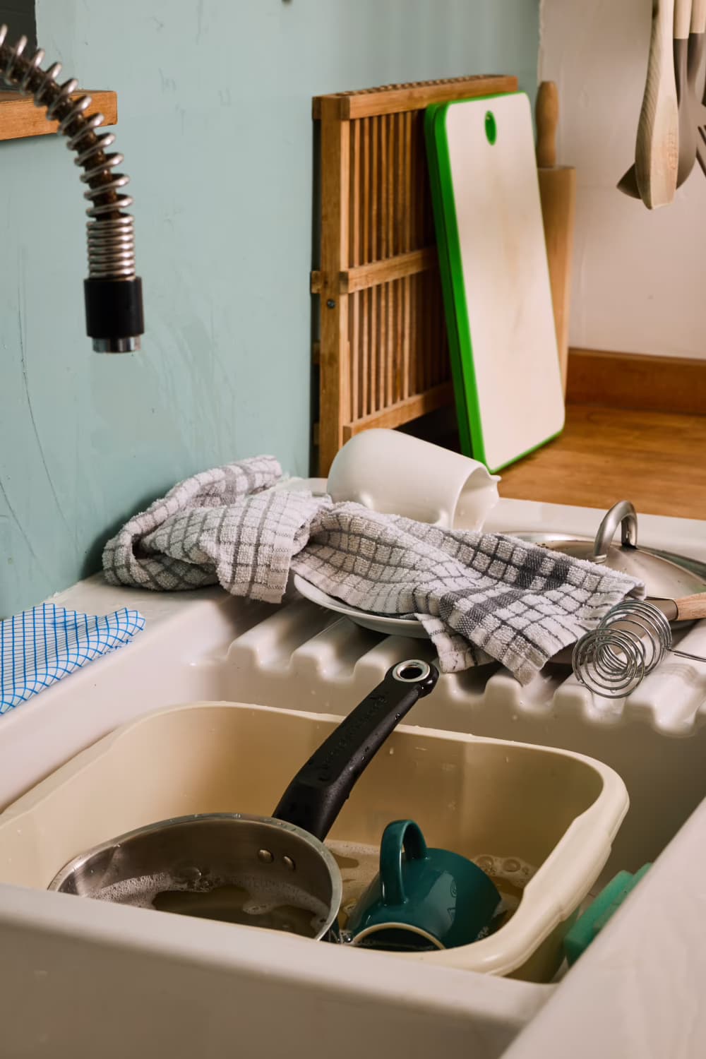 unwashed vessels left in the kitchen sink