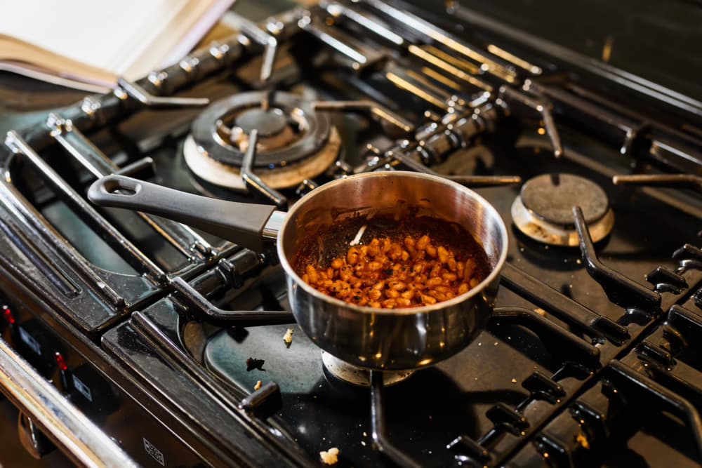 Burnt food left on the stove