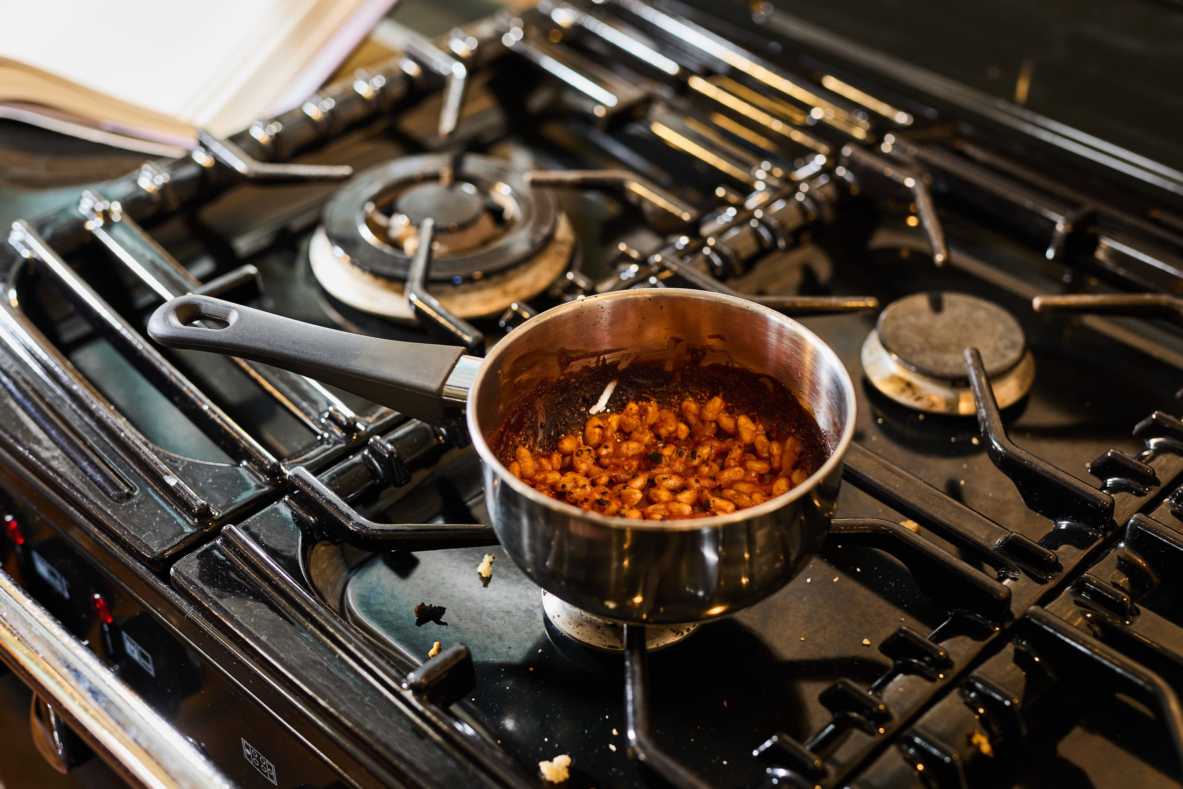 Burnt food left on the stove
