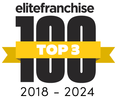 Elite Franchise Top 3 100 award badge for the years 2018 to 2024, celebrating Home Instead named as a finalist in the Elite Franchise Top 100 2024 Awards!. - Home Instead
