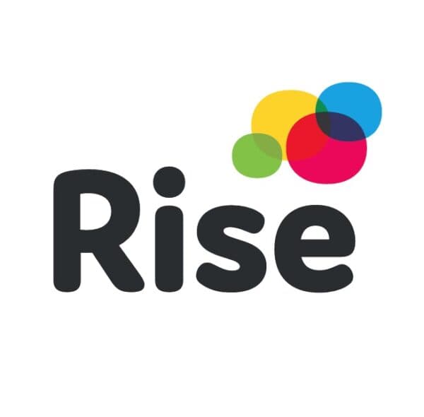 The word "Rise" with four overlapping colorful circles above the letter "e" on a white background. - Home Instead