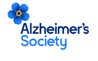 Blue Forget-Me-Not flower with "Alzheimer's Society" text in blue. - Home Instead