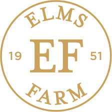 Circular logo with "ELMS FARM" text around the edge, "EF" in the center, and "1951" at both sides. - Home Instead