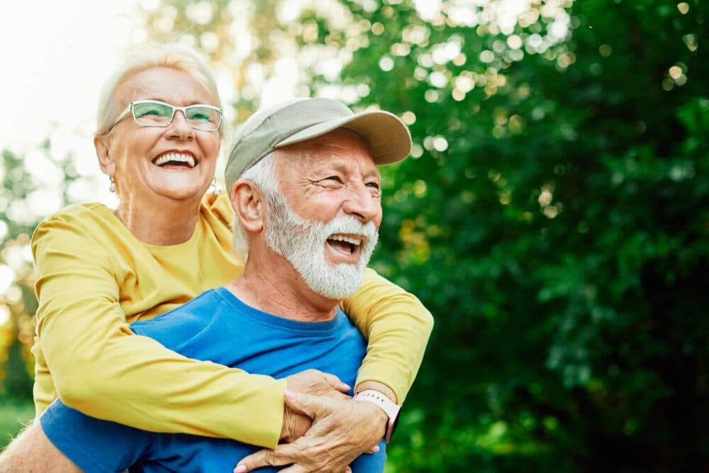 Active older couple Outside