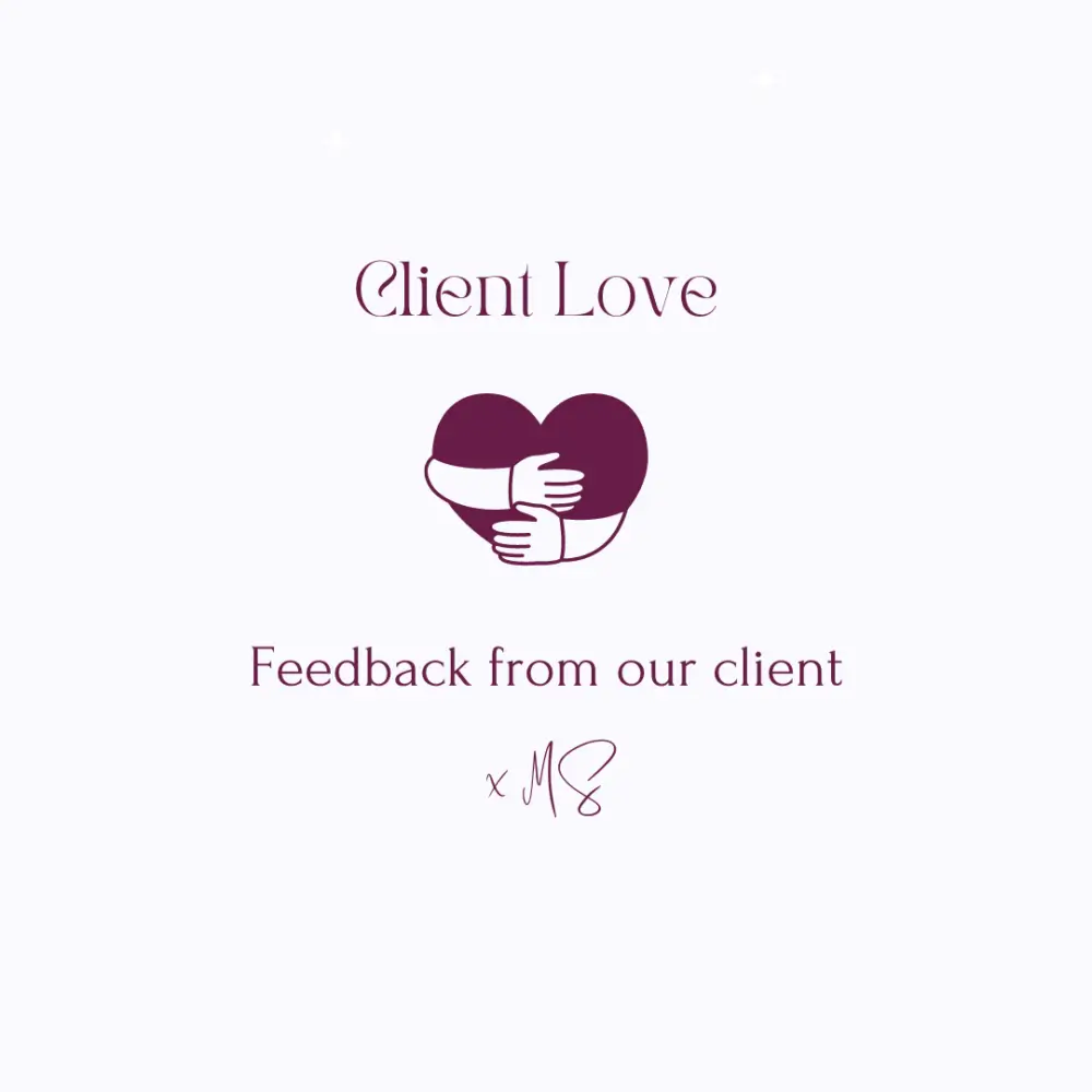 Heart icon with hugging hands and text "Client Love, Feedback from our client, x M8" on a light background. - Home Instead