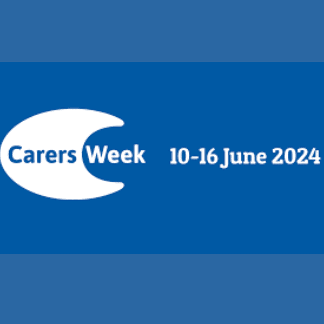 Logo for Carers Week, featuring the text "Carers Week 10-16 June 2024" against a blue background. - Home Instead