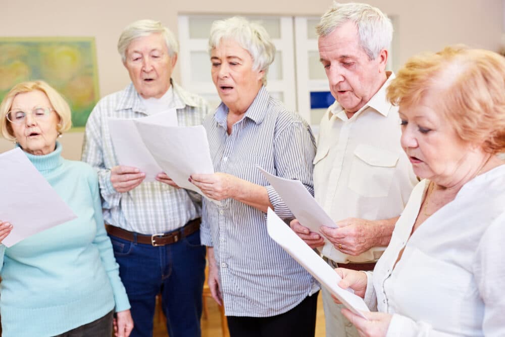 Group Singing with Home Instead Care takes place at Hagley Free Church