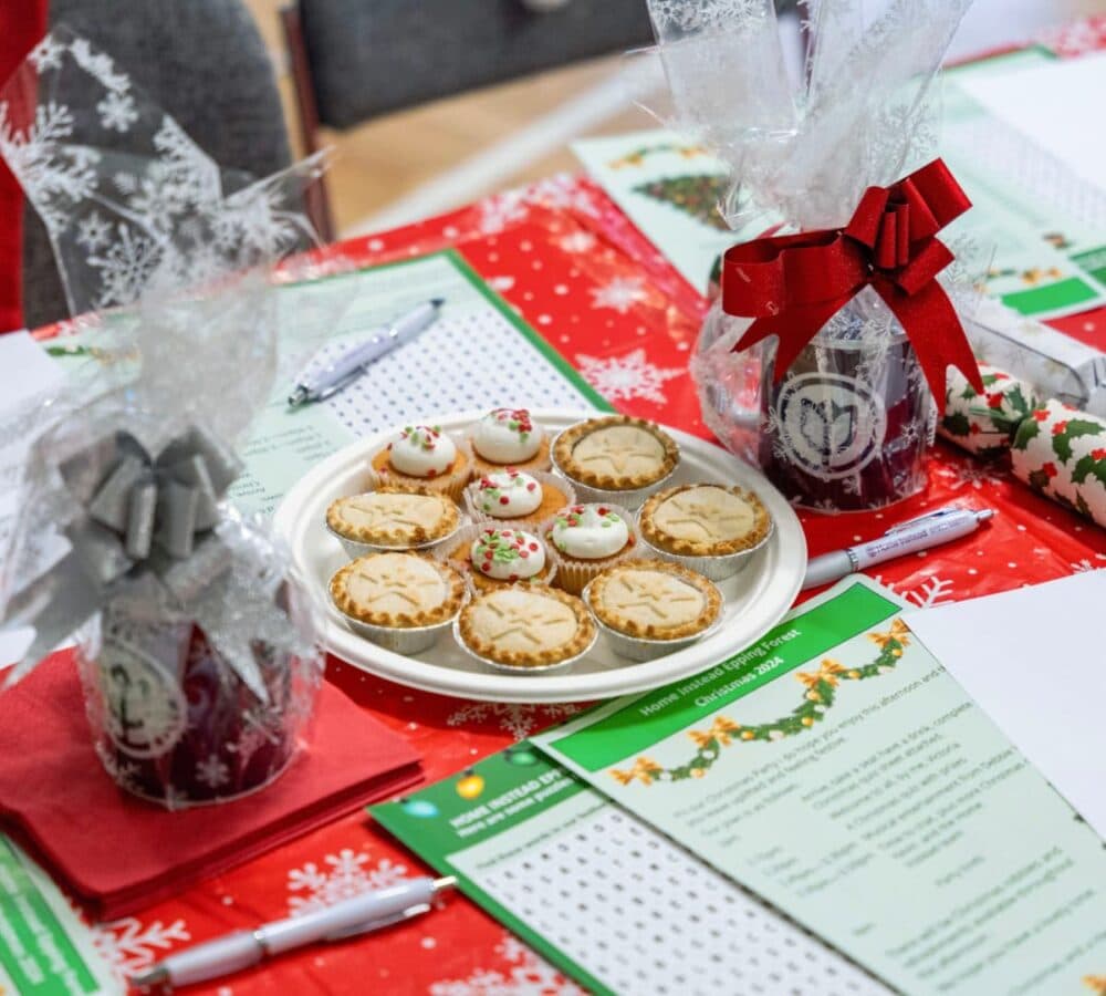 Some pastries, giveaways and puzzles on the table