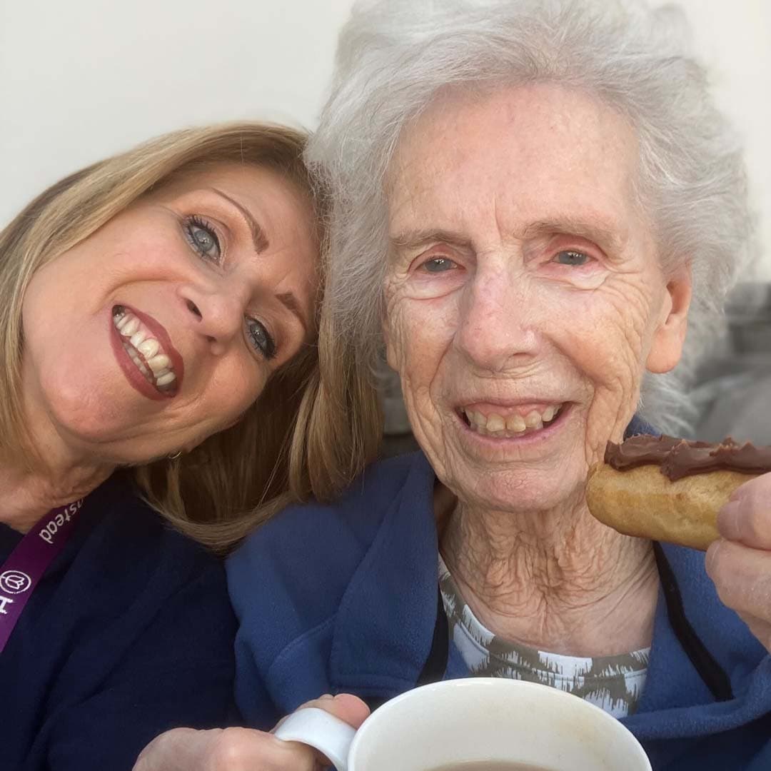 Home Instead Farnborough client with her care pro