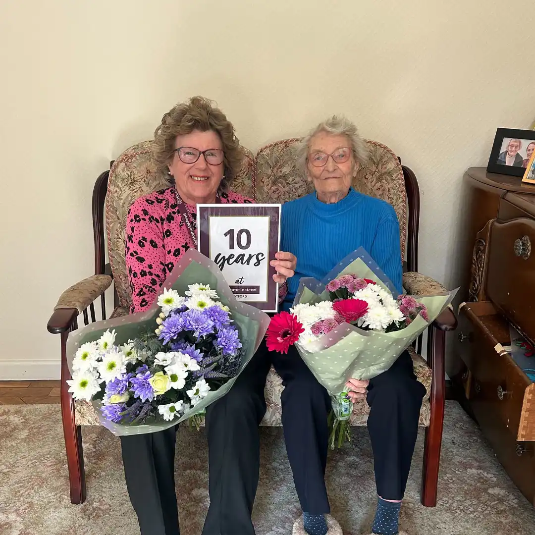 Home Instead Care Pro Olive with her client Norma