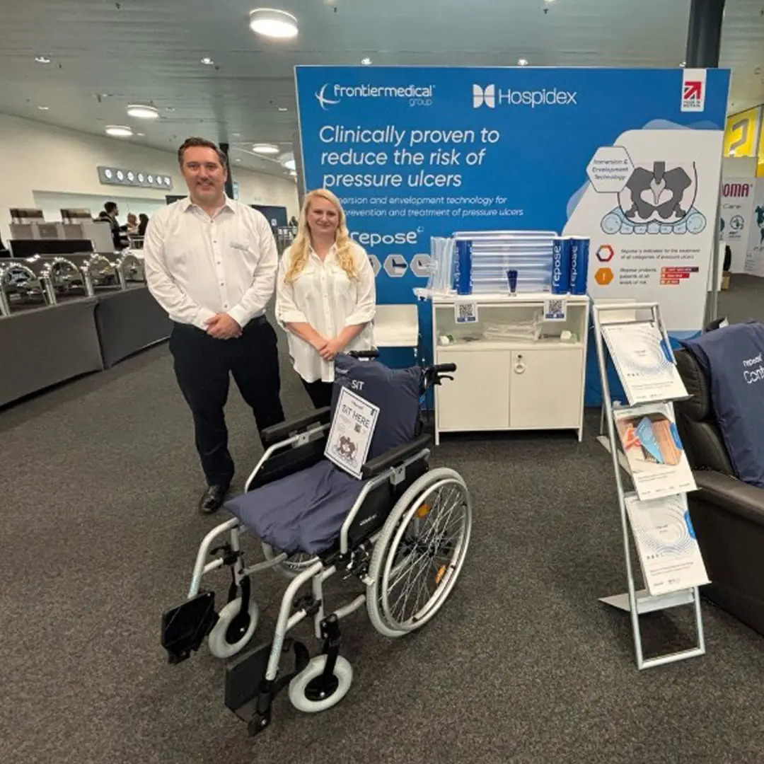 Frontier Medical Group Team exhibiting some of their mobility support equipment
