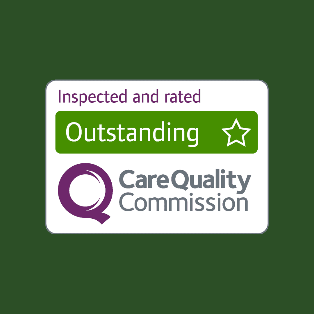 Care Quality Commission badge showing "Inspected and rated Outstanding" with a star symbol. - Home Instead