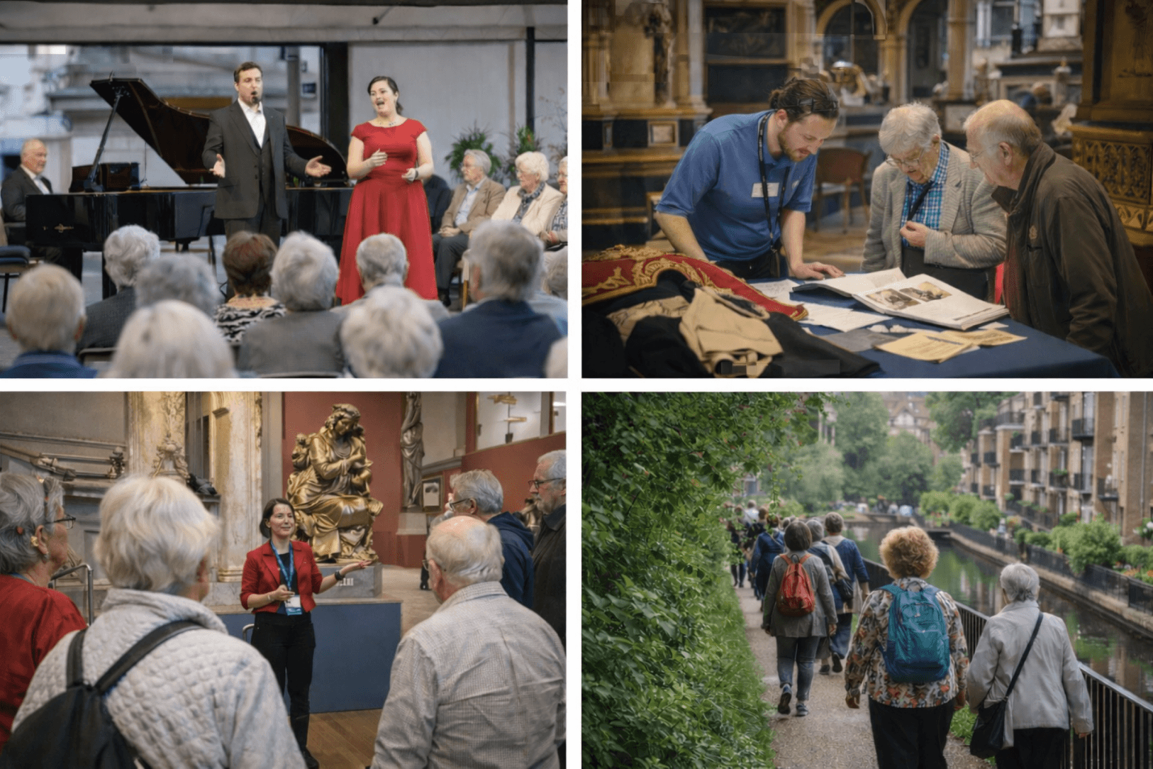 A group of pensioners enjoy music, museums, and a guided nature walk in four separate activities. - Home Instead