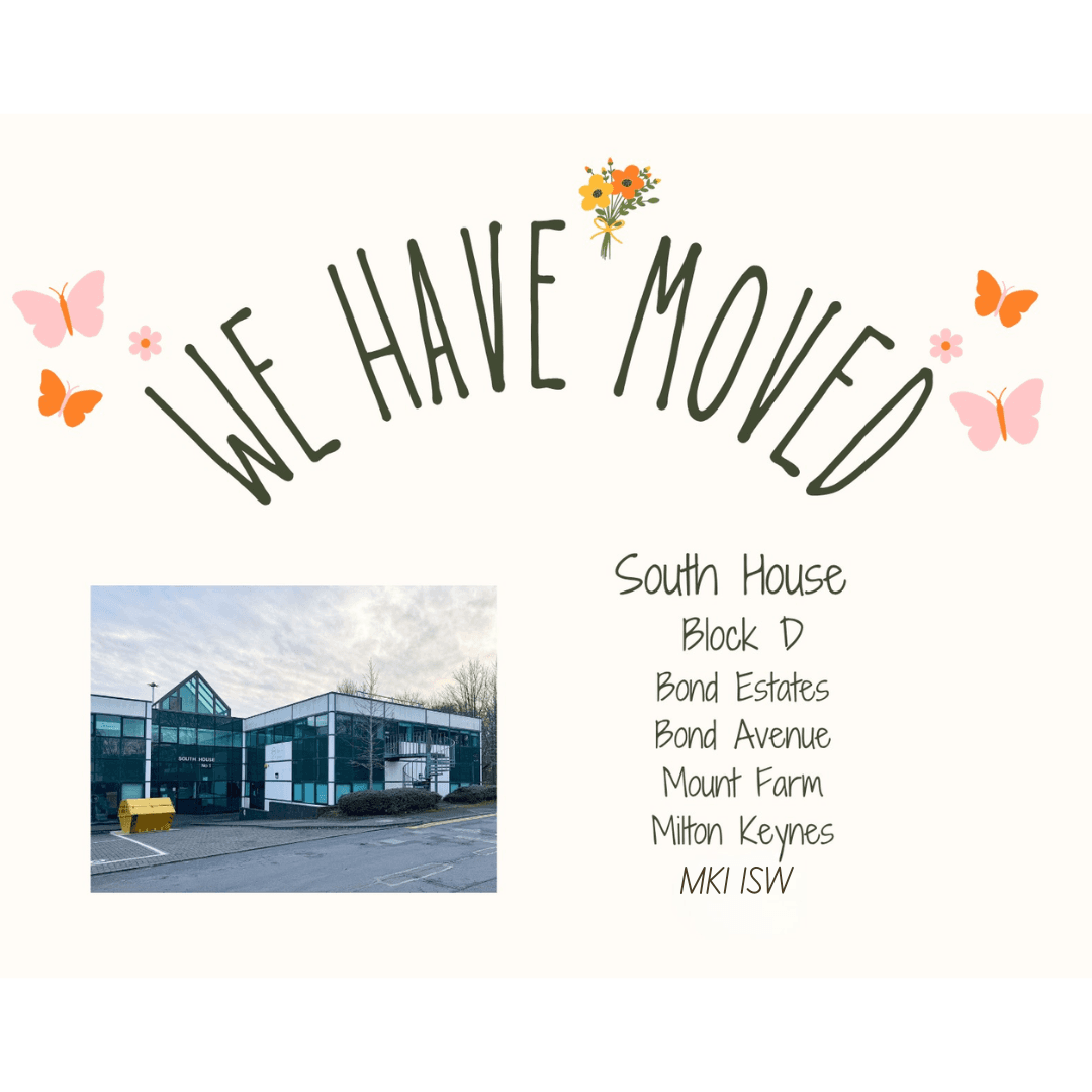 “We have moved” announcement with an office building photo and new address details on the right-hand side. - Home Instead